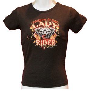 Lady Rider Freedom to Ride Motorcycle Biker Babe Women's Large T-shirt